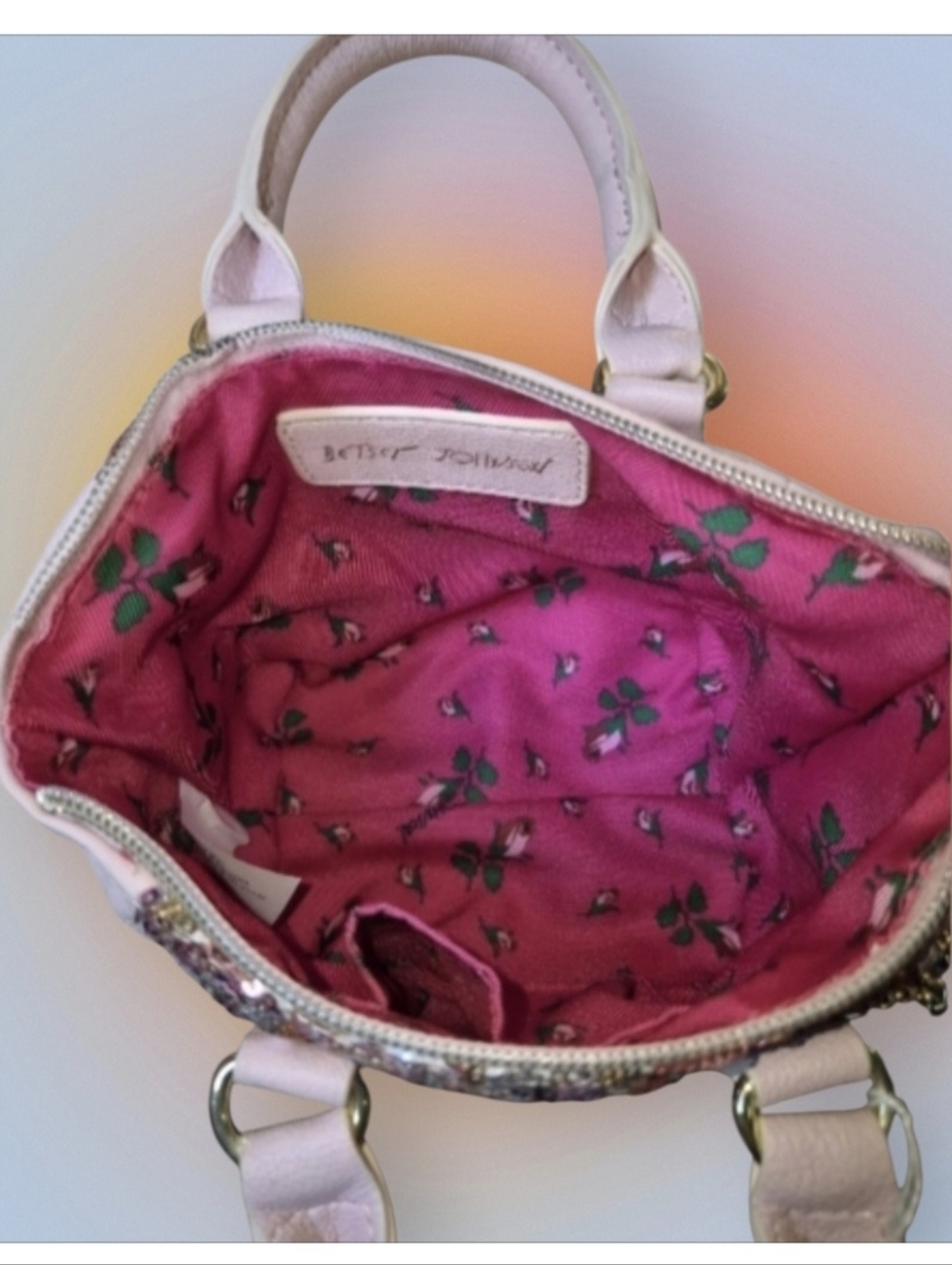 Betsey Johnson Pink Sequin Mini Bag GUC - Picture 8 of 9